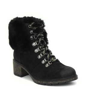 Aetrex Brooklyn Weather-Friendly Fur Lace Up Boot sz 8.5 NEW